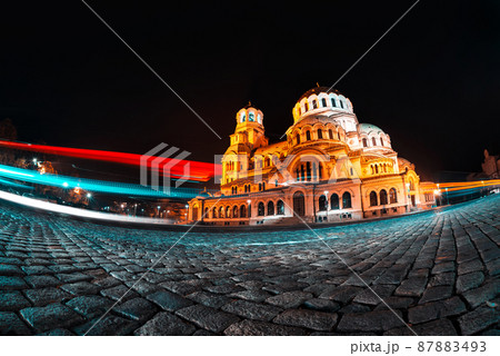 Saint Alexander Nevsky Cathedral at dusk. Sofia, Bulgaria 87883493