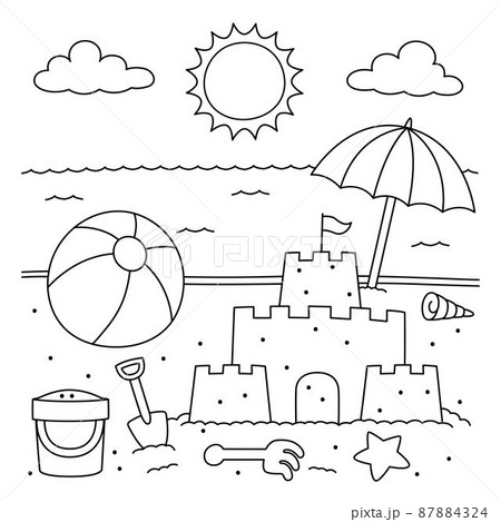 Toys On The Beach Coloring for Kids Toys On The Beach Coloring for Kids 87884324