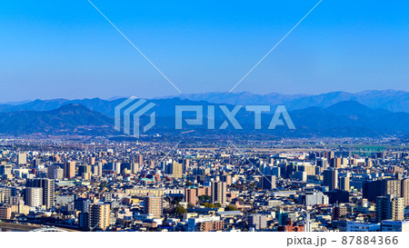 一望景色(熊本市)「九州山脈を背景に熊本市パノラマ風景」2022年(2月末)花岡山 一望景色(熊本市)「九州山脈を背景に熊本市パノラマ風景」2022年(2月末)花岡山 87884366