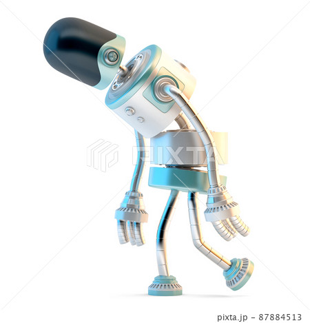 Sad walking robot. 3D illustration. Isolated Sad walking robot. 3D illustration. Isolated 87884513