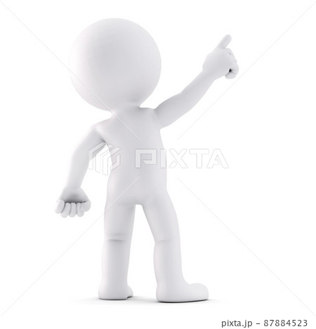 Man pointing at invisible object. Rear view. 3D illustration. Isolated Man pointing at invisible object. Rear view. 3D illustration. Isolated 87884523