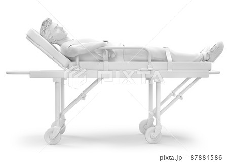 Patient on an ambulance stretcher. 3D illustration 87884586
