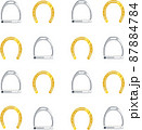 Flat vector seamless pattern of horseshoes and stirrups vector illustration 87884784