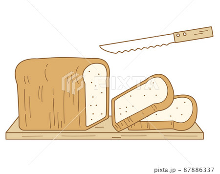 食パンとパン切り包丁のイラスト 87886337