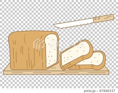 食パンとパン切り包丁のイラスト 87886337