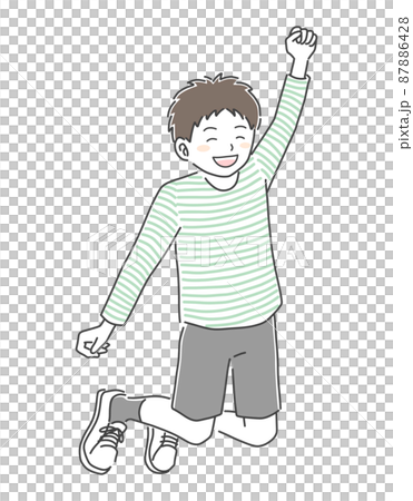 Illustration material of boy jumping with a smile - Stock Illustration ...