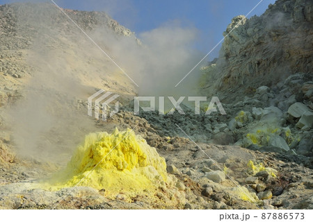 北海道　硫黄山の噴気孔 87886573