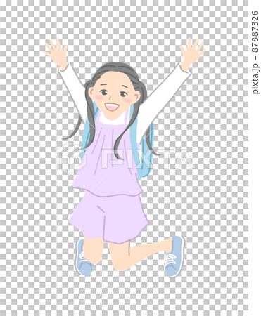 illustration of a girl with school bag on a white background Stock