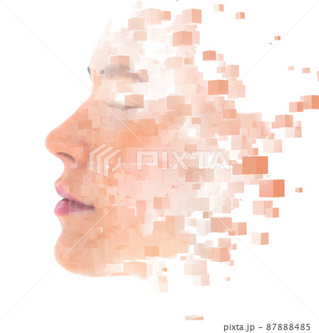 Futuristic portrait of a young woman with her eyes closed 87888485