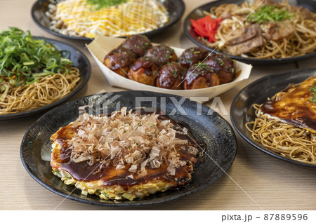 粉もの集合　お好み焼き　タコ焼き　焼きそば 87889596