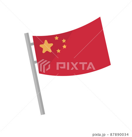 なびく中国国旗のイラスト素材