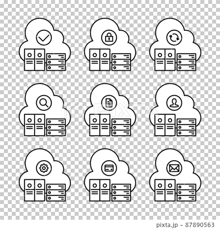 Cloud-based system Various icon sets Cloud-based system Various icon sets 87890563