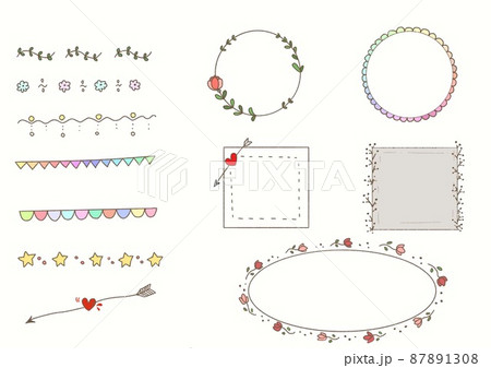 かわいい 手書き オシャレ フレーム イラストのイラスト素材