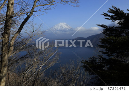 本栖湖と富士山　【山梨県身延町：中ノ倉峠展望地】 87891471
