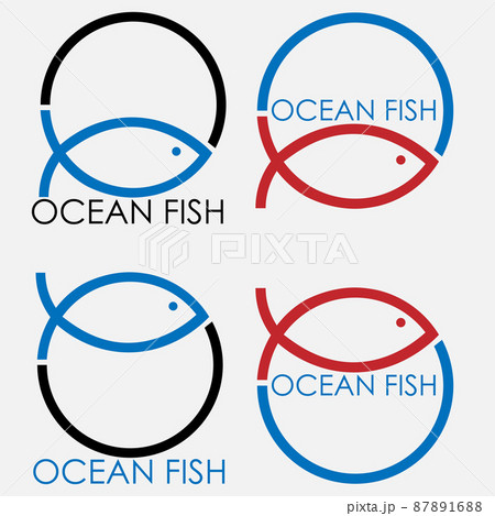 set of abstract ocean fish logo in circle shape set of abstract ocean fish logo in circle shape 87891688