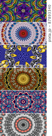 Collection of fractal mandalas banners 87893340