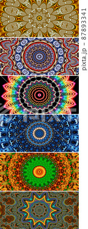Collection of fractal mandalas banners 87893341