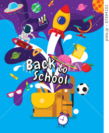 back to school, Book Inspiration, Online Learning, study from home, flat design vector. 87894102