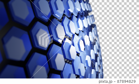 CG Hexagon Innumerable hexagons lined up on the surface of a sphere 87894829