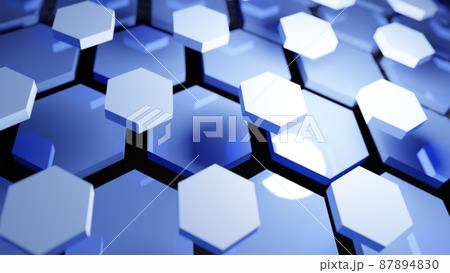 CG Hexagon Innumerable hexagons lined up on the surface of a sphere 87894830