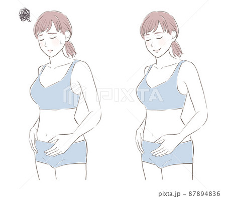 お腹の悩みが解決した女性 お腹の悩みが解決した女性 87894836