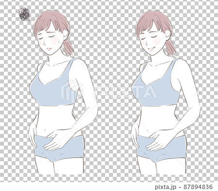 お腹の悩みが解決した女性 お腹の悩みが解決した女性 87894836