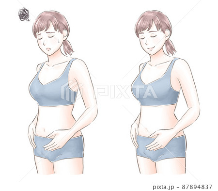 お腹の悩みが解決した女性 水彩風 お腹の悩みが解決した女性 水彩風 87894837
