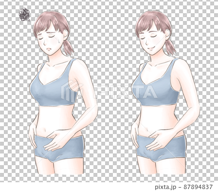 一個解決了她的胃病的女人水彩風格 87894837