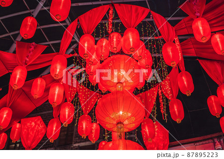 Chinese red lanterns for the Chinese New Year 87895223