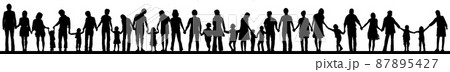 手を繋ぐ人々のシルエット 87895427
