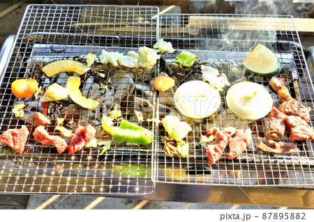 バーベキュー　キャンプ 87895882