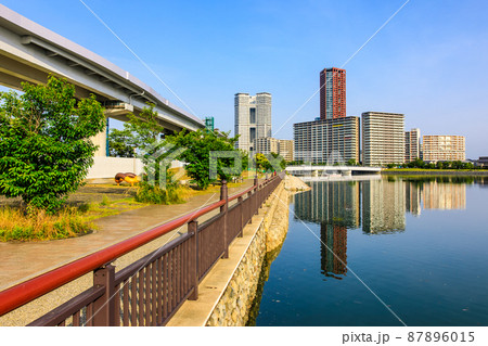 御島水域の朝風景（香椎浜北公園　御島神社）　【福岡市東区】 87896015