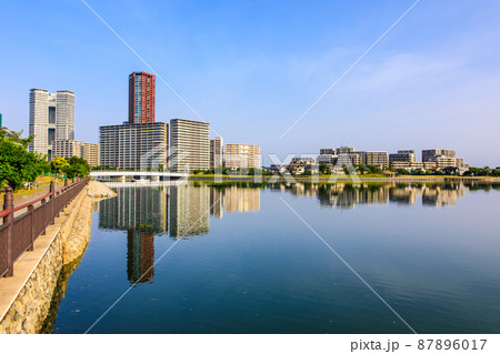 御島水域の朝風景（香椎浜北公園　御島神社）　【福岡市東区】 87896017