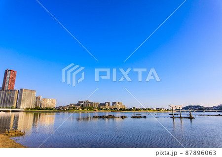 御島水域の朝風景（香椎浜北公園　御島神社）　【福岡市東区】 87896063