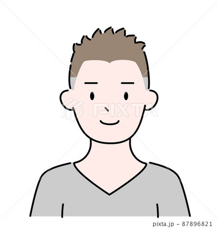 男性 髪型 ツーブロック 肖像 顔 シンプル イラスト素材のイラスト素材 8761