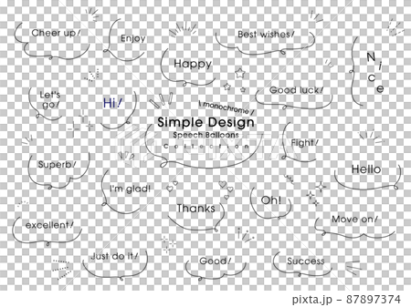 手書き　手描き　シンプルな吹き出しセット（モノクロ） 87897374