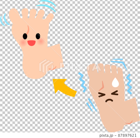 硬い足と柔らかい足のキャラクター 硬い足と柔らかい足のキャラクター 87897621