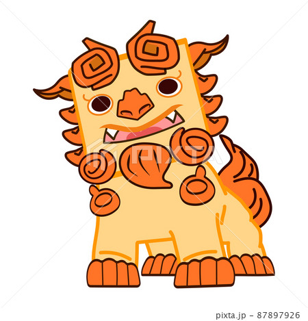 かわいいシーサーの子供が笑顔で笑っている かわいいシーサーの子供が笑顔で笑っている 87897926