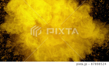 Explosion of colored powder isolated on black background. 87898524