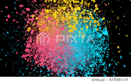 Explosion of colored powder isolated on black background. Explosion of colored powder isolated on black background. 87898529
