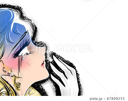 70年代少女漫画の金髪縦ロールお嬢様失恋して白目涙する横顔イラスト 70年代少女漫画の金髪縦ロールお嬢様失恋して白目涙する横顔イラスト 87899255