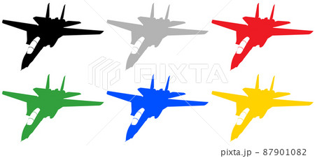 シルエットのジェット戦闘機_6色セット 87901082