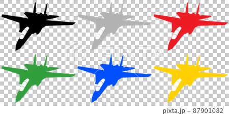 シルエットのジェット戦闘機_6色セット 87901082