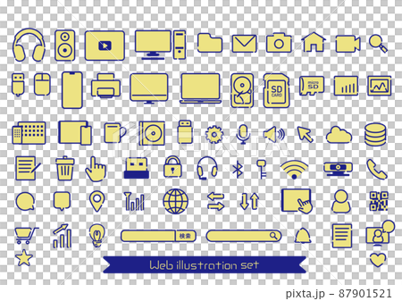 パソコン周辺機器やスマートフォン・Wi-FiなどWeb関連アイコンセット 87901521