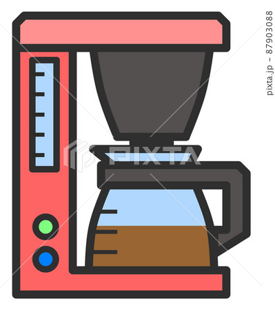 ドリップして美味しいコーヒーを淹れるコーヒーメーカーのイラストのイラスト素材