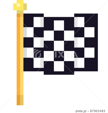 Flag icon. Checkered flags. Pixel art flat style. Design for logo