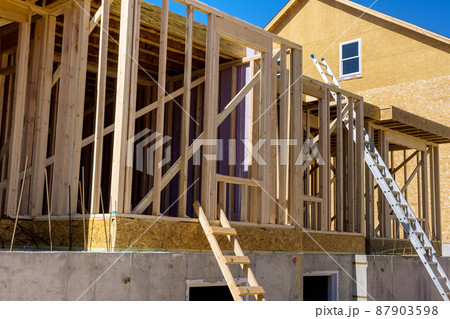 New home construction framing of a house New home construction framing of a house 87903598