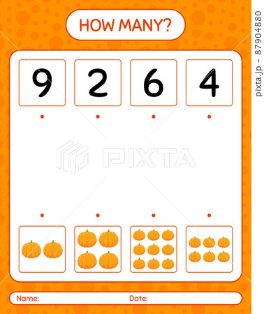 How many counting game with pumpkin. worksheet for preschool kids, kids activity sheet, printable worksheet How many counting game with pumpkin. worksheet for preschool kids, kids activity sheet, printable worksheet 87904880