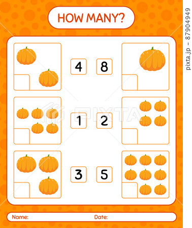 How many counting game with pumpkin. worksheet for preschool kids, kids activity sheet, printable worksheet How many counting game with pumpkin. worksheet for preschool kids, kids activity sheet, printable worksheet 87904949