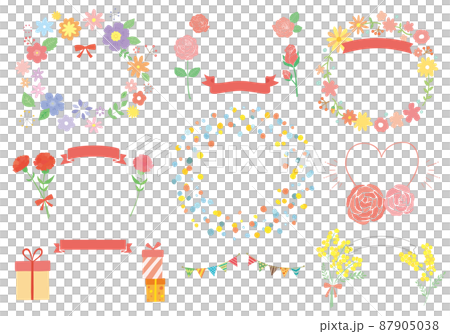 可用於橫幅的母親節插圖框架集 1（無文字） 87905038